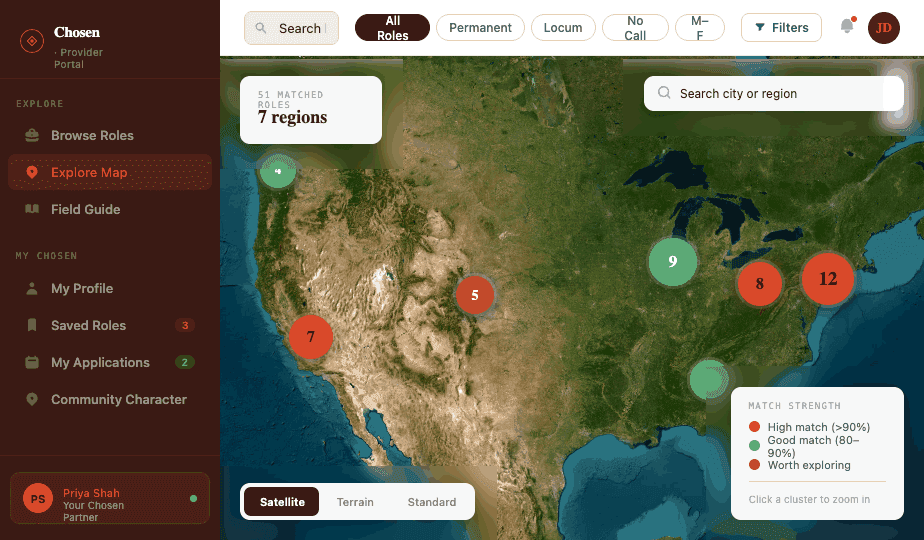 Chosen: explore opportunities on a map